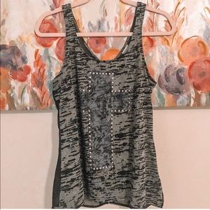 Womens black cross tank top